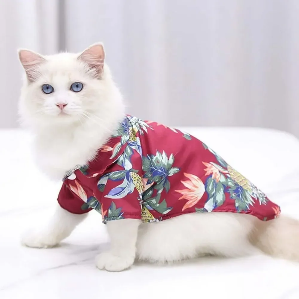 Pet NWOT Red Pineapple Print Lightweight Hawaiian Style Shirt Size Medium
